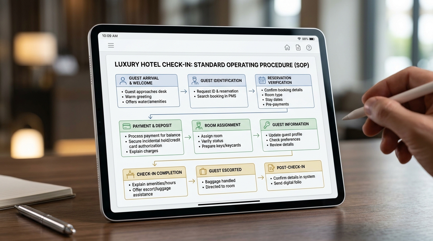 Guest Arrival & Check-In SOP Workflow Diagram